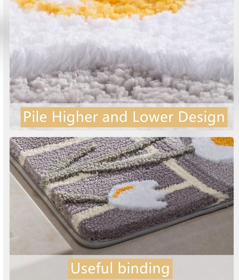 Non-Slip Floral Design Absorbent Bathroom Mat