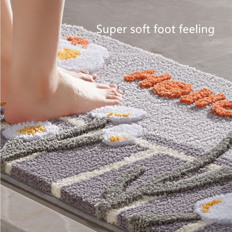 Non-Slip Floral Design Absorbent Bathroom Mat